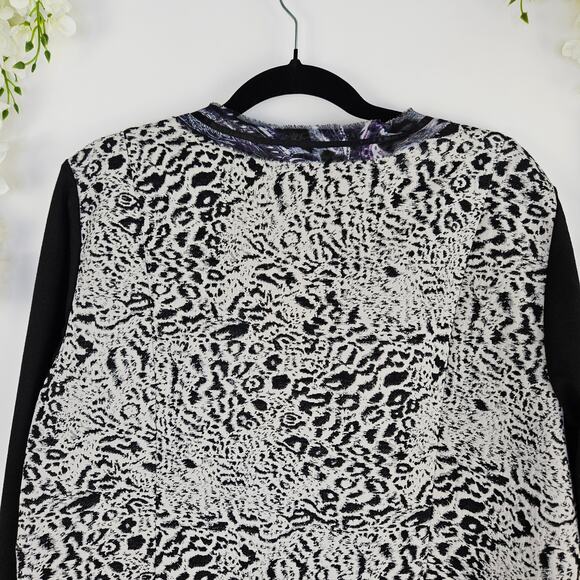 Chico’s Size 3 XL 16 Animal Print Open Front Blazer Jacket Black Purple Career - Picture 8 of 13